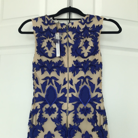 Alice and Olivia Tamika Royal Blue & Nude Dress - Picture 4 of 9